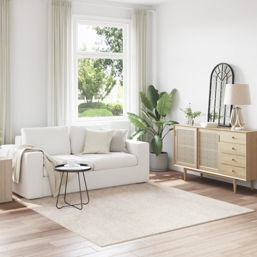 Tappeto Shaggy con fondo in lattice Crema 200x200 cm