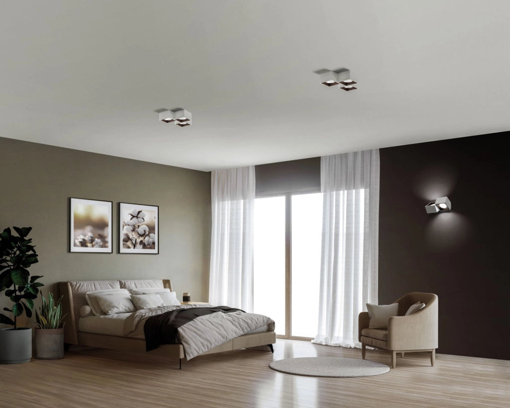 NASSO applique a Parete 2 Luci attacco GX53 Biemissiva Quadrata bronzo in gesso e alluminio