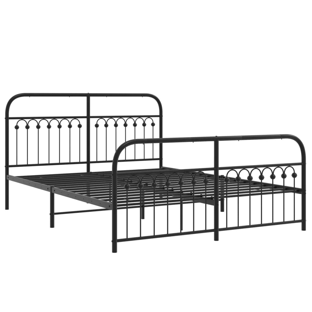 Giroletto con Testiera e Pediera Metallo Nero 150x200 cm 376620