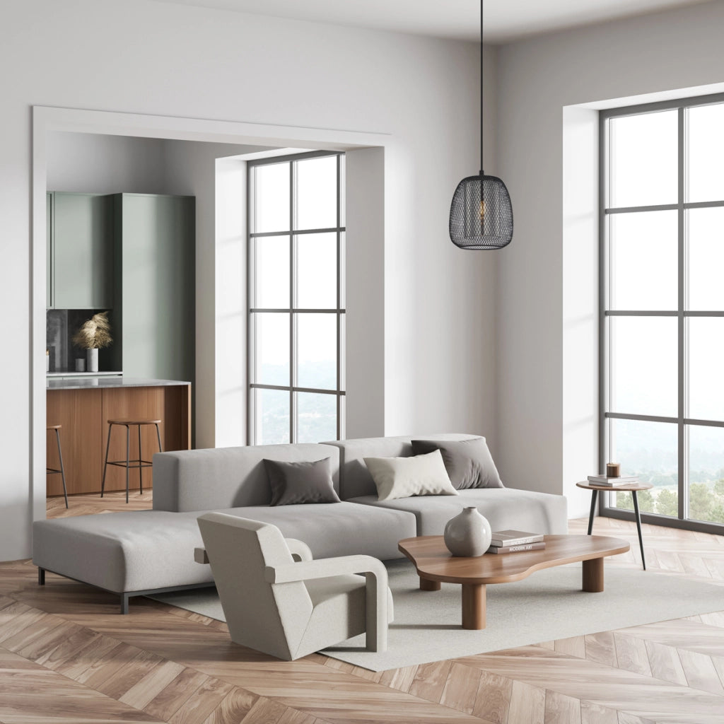 Lampada sospensione moderna nera vetro fumé E27 Italux