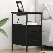 Armadio da Notte con cassetto 2 pcs Rovere Nero 30 x 48 x 61 cm 859411