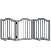 Cancello per Cani 3 Pezzi Pieghevole con Porta ¨C Zephmum ¨C 154.5x61 cm Grigio Chiaro