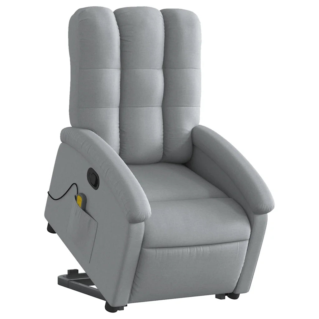 Divano Sedia-Poltrona Alzapersona Massaggi Reclinabile Grigio Chiaro Tessuto 332810