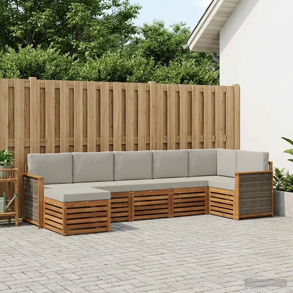 Set divano sezionale con cuscino 6 pcs Naturale e Grigio Chiaro 3384617