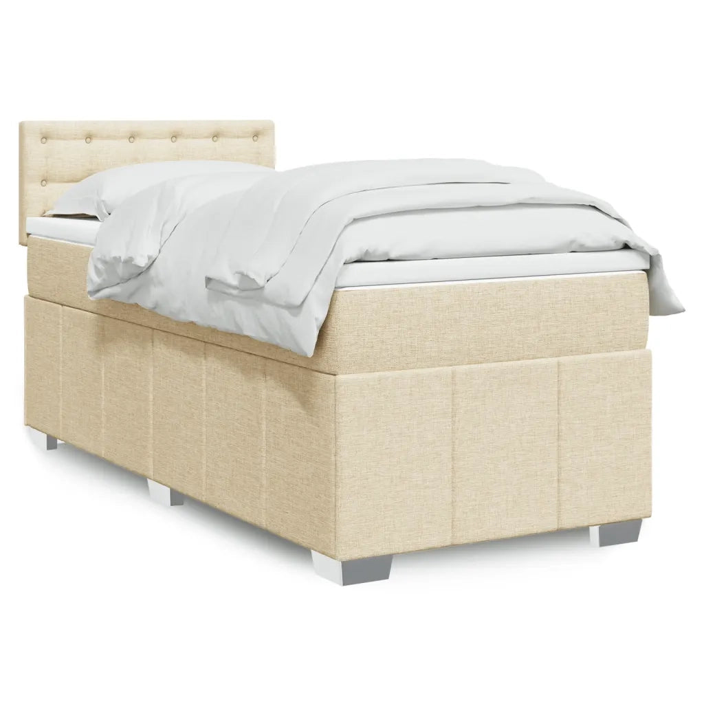 vidaXL Giroletto a Molle con Materasso Crema 90x190 cm in Tessuto