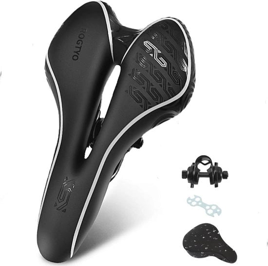 Sella da bicicletta con gel di silicio e copertura impermeabile per donne e uomini - sella ergonomico per mountain bike MTB bicicletta da trekking bicicletta da corsa bicicletta da allenamento elettrica