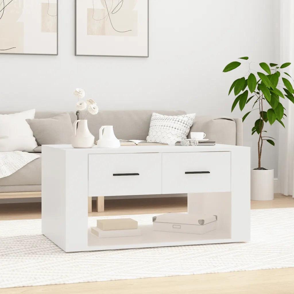 Tavolino da Salotto Bianco 80x50x40 cm in Legno Multistrato 816528