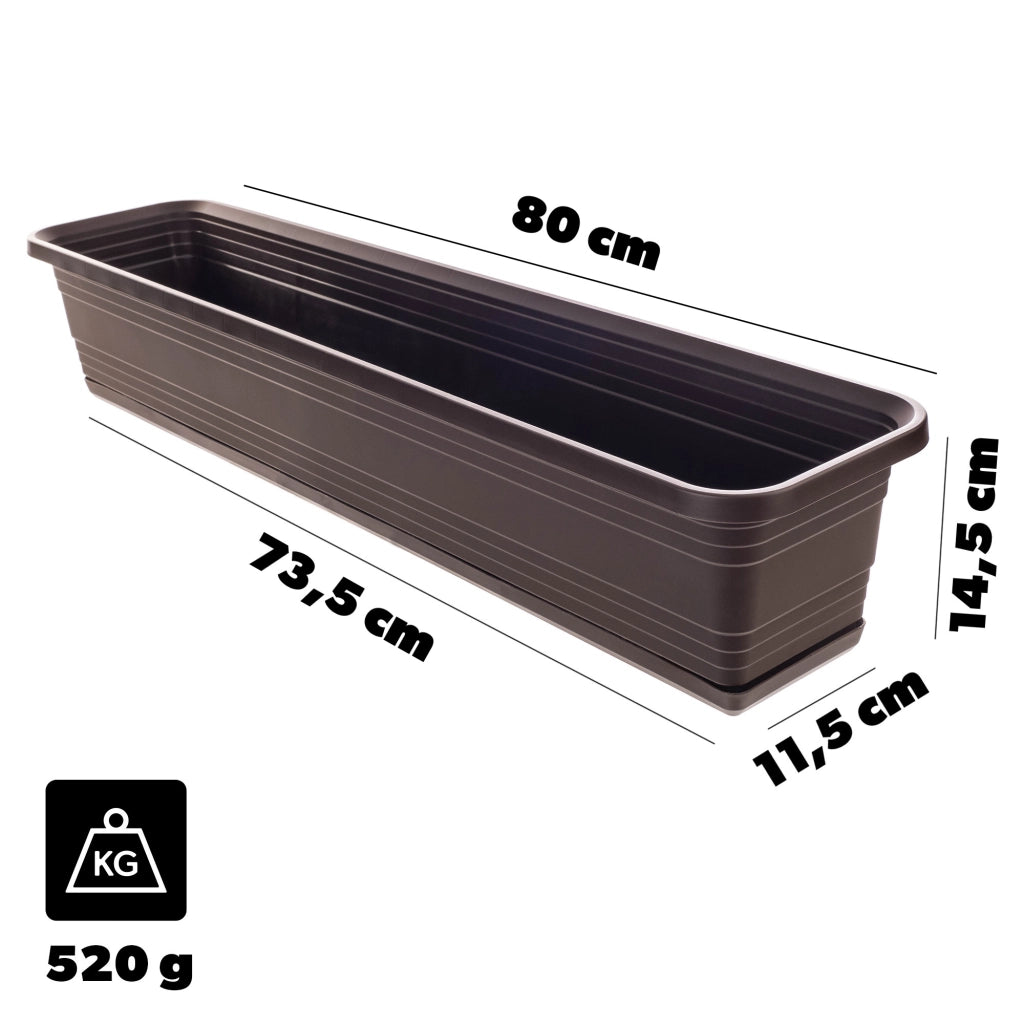 Vaso da fiori per balcone KADAX, 80 cm + sottovaso color moka
