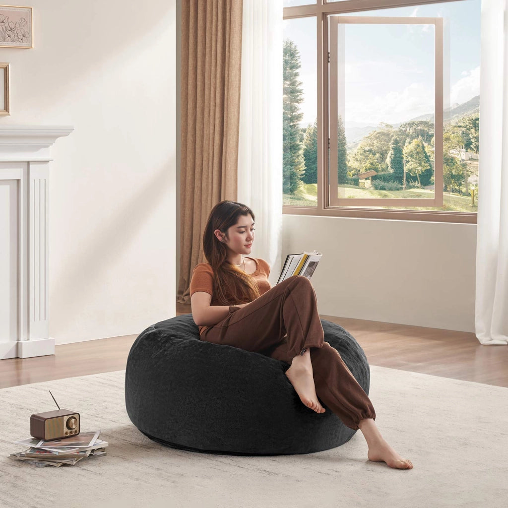Poltrona pouf per adulti con funzione letto e forma modulabile, in sponge, nero