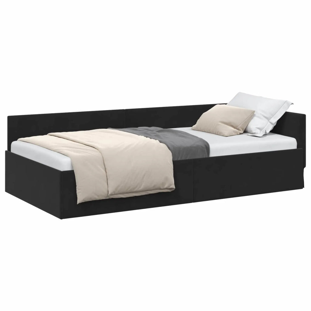 Cornice del letto ad angolo Nero 100 cm x 200 cm Velluto