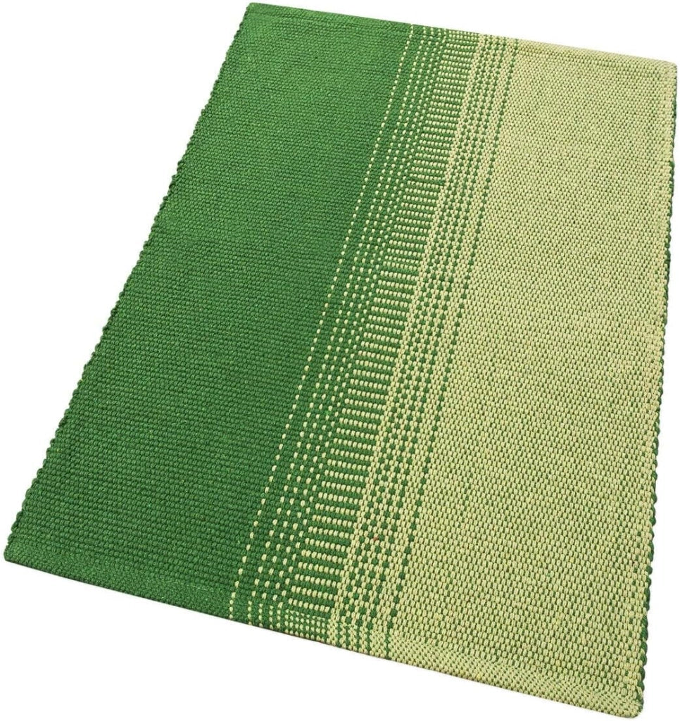 Tappeto Cucina Bagno Puro Cotone Assorbente Tessuto Intrecciato a Mano Verde 55x140 cm