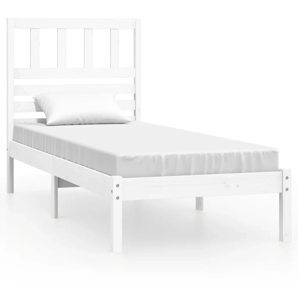Letto singolo | Letto per adulti | Giroletto senza Materasso Bianco 75x190 Legno Massello di Pino
