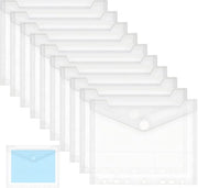 Documenti A5, 10 pezzi, fodere trasparenti A5, cartellini per documenti, mappe per archiviazione documenti, cartellini trasparenti con chiusura con adesivi per organizzazione dei documenti