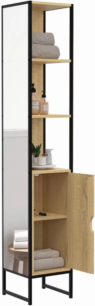DETROIT Mueble de baño de 1 puerta con espejo y estantes de diseño industrial