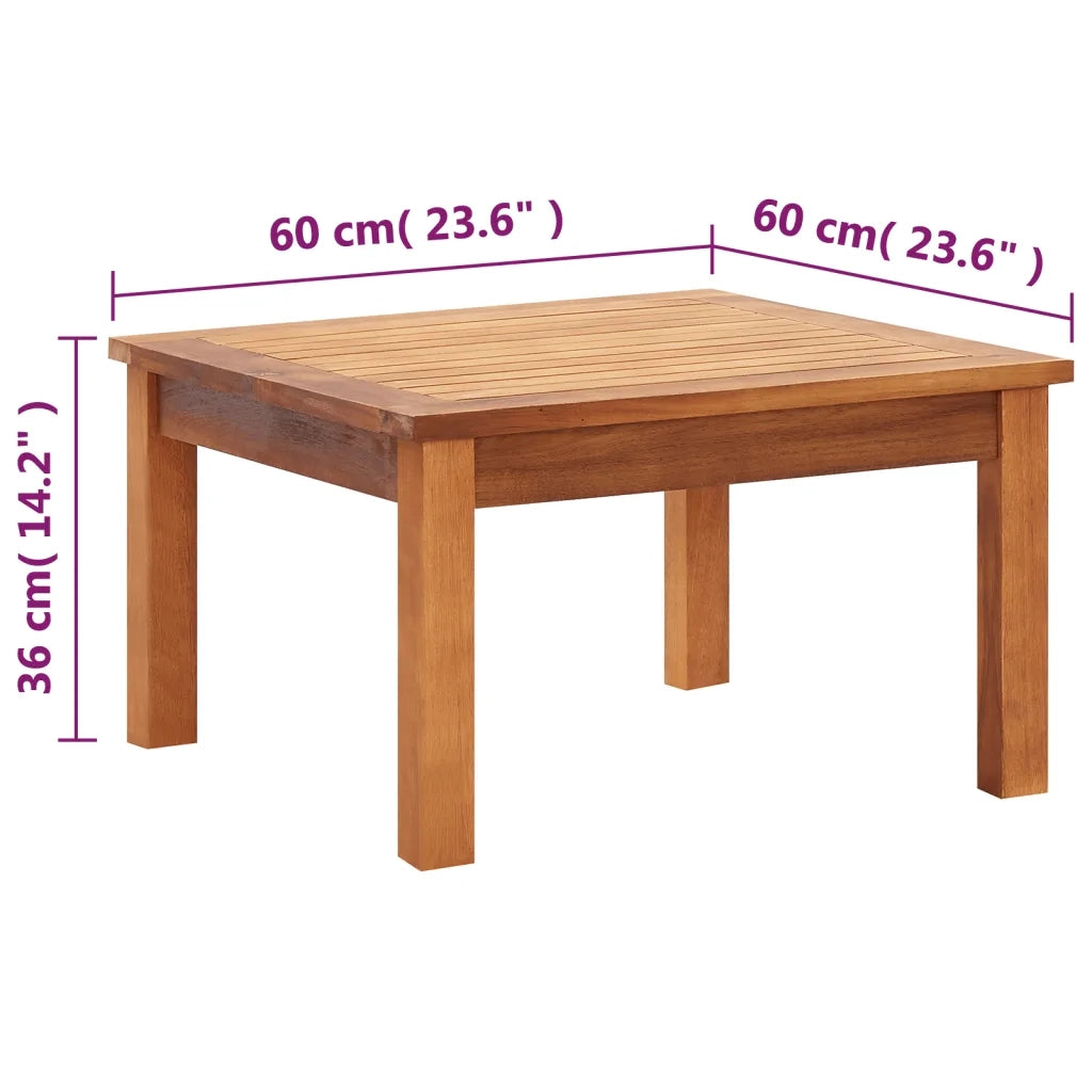 Tavolino da CaffÃ¨ per Giardino 60x60x36 cm Legno di Acacia cod mxl 46586