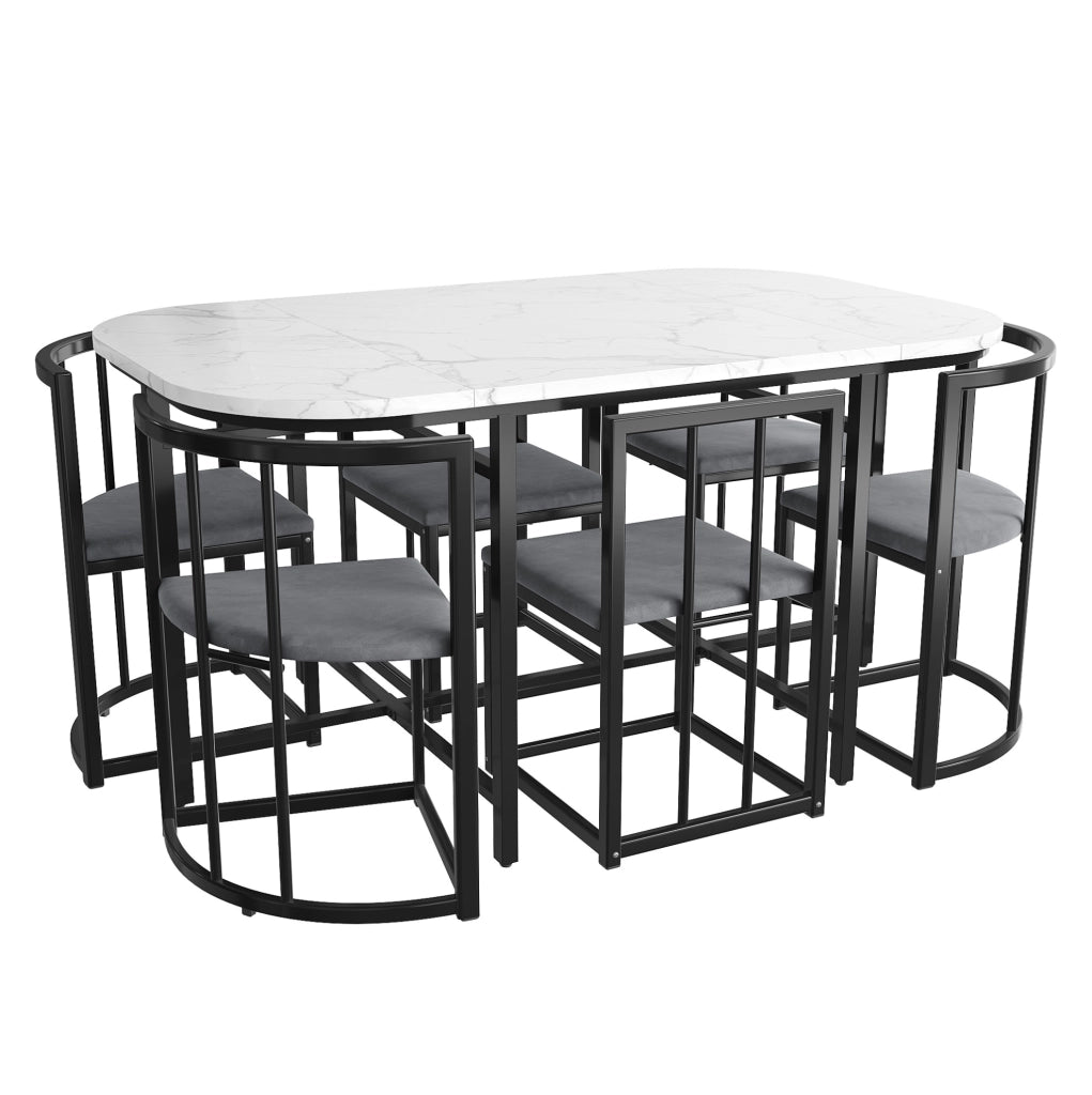 Set da pranzo 140x80x76 cm; 6 posti; in MDF nero