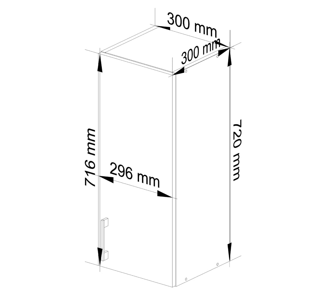 Mobile da cucina pensile sistema AKORD LIMA Bianco 30 cm 1 anta inserto frontale Sonoma Quercia 30x30,5x72 cm