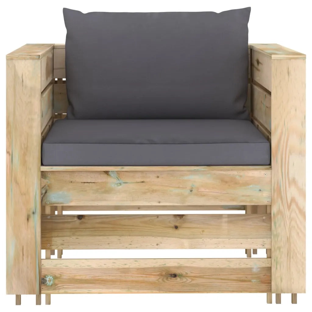 Set Divani da Giardino con Cuscini 2 pz Legno Impregnato Verde cod mxl 42757