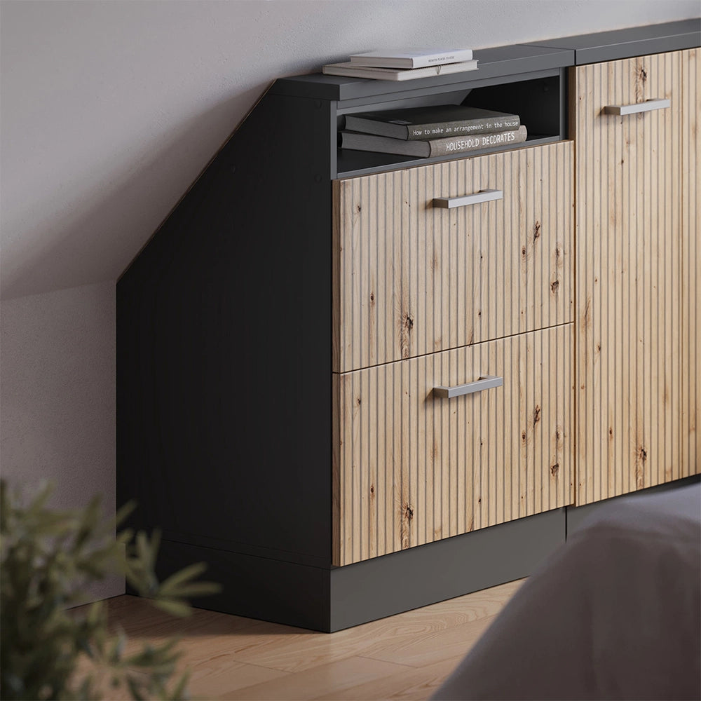 Mobile sottotetto Rion Rovere artigianale/Antracite con 2 cassetti Vicco