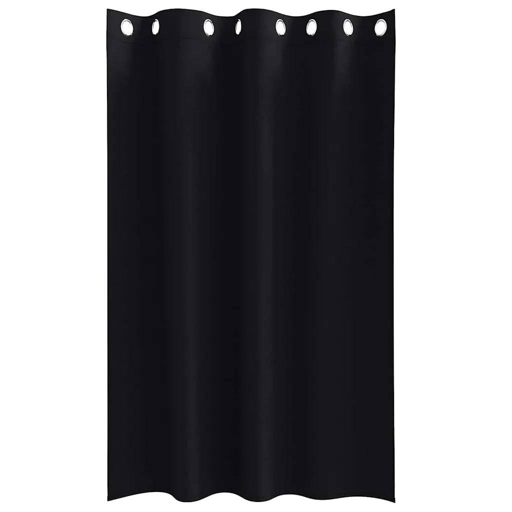 Tende Blackout con Anelli 2 pcs Nero 175 x 140 cm Poliestere 4107319