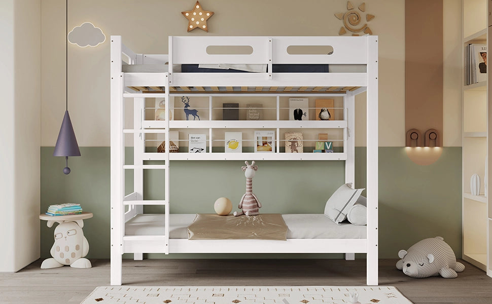 LETTO a castello 90x200 cm Bianco/Naturale in legno massello e MDF