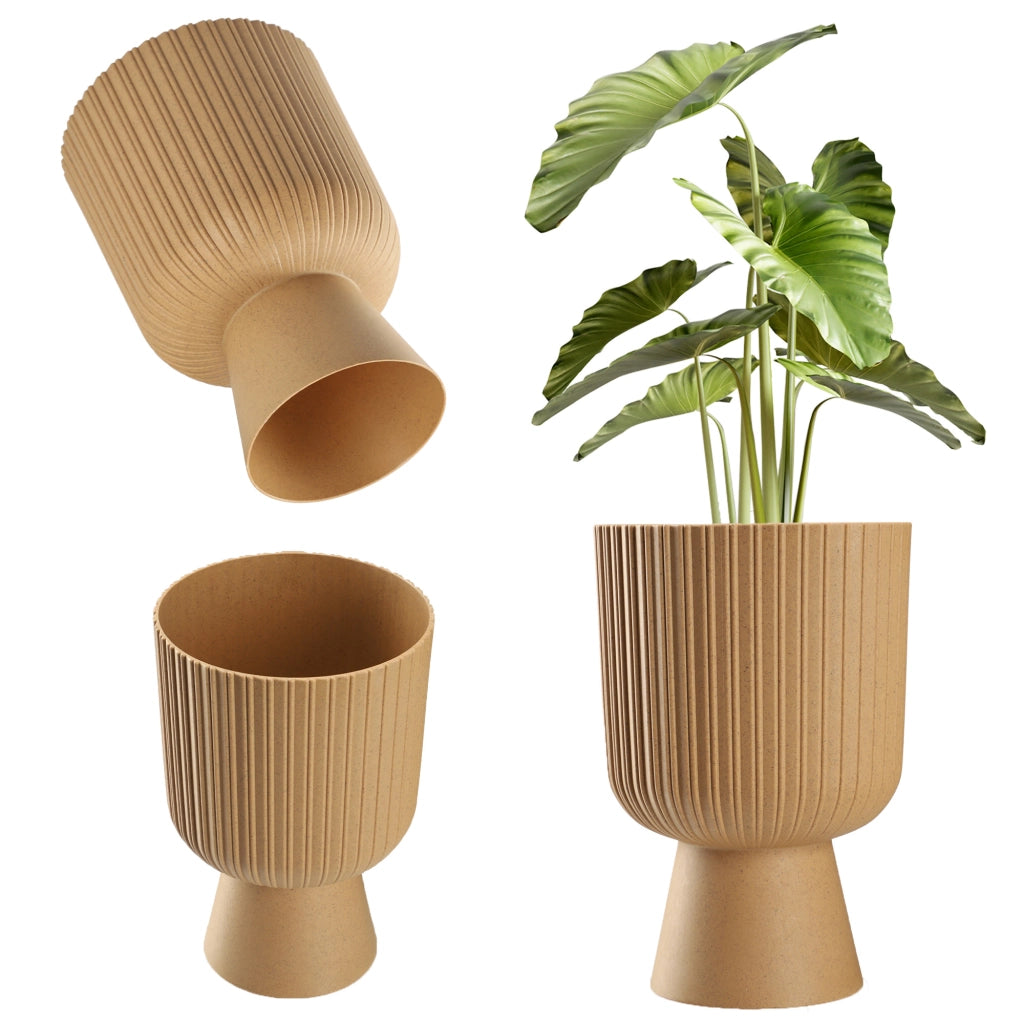 Vaso da fiori KADAX, vaso per fiori, da giardino, con coperchio in plastica, 14 cm, supporto per fiori, marrone