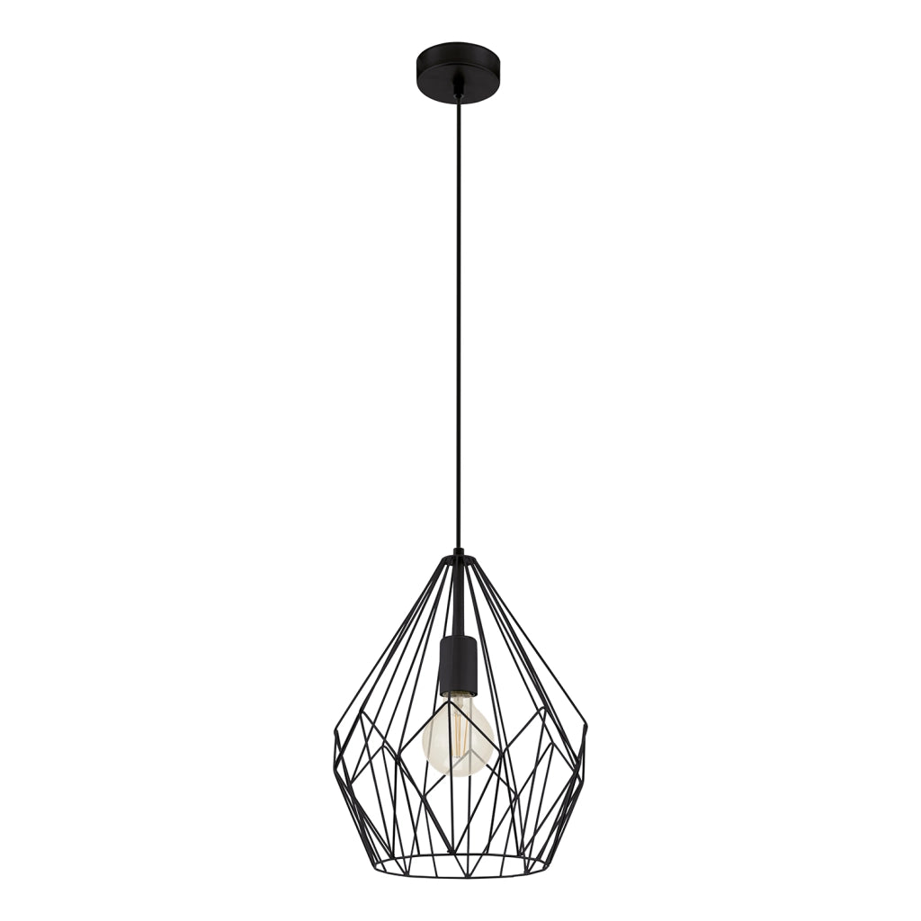 Lampadario A Sospensione Vintage Carlton Acciaio Nero 1 Luce E27