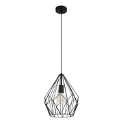 Lampadario A Sospensione Vintage Carlton Acciaio Nero 1 Luce E27