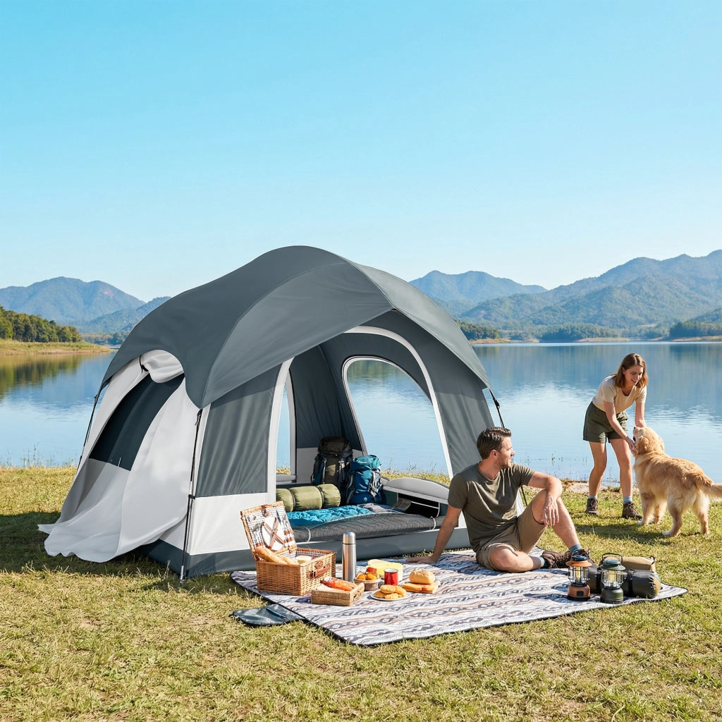 Tenda da campeggio 2-4 persone con 3 porte ¨C zephmum ¨C Blu scuro