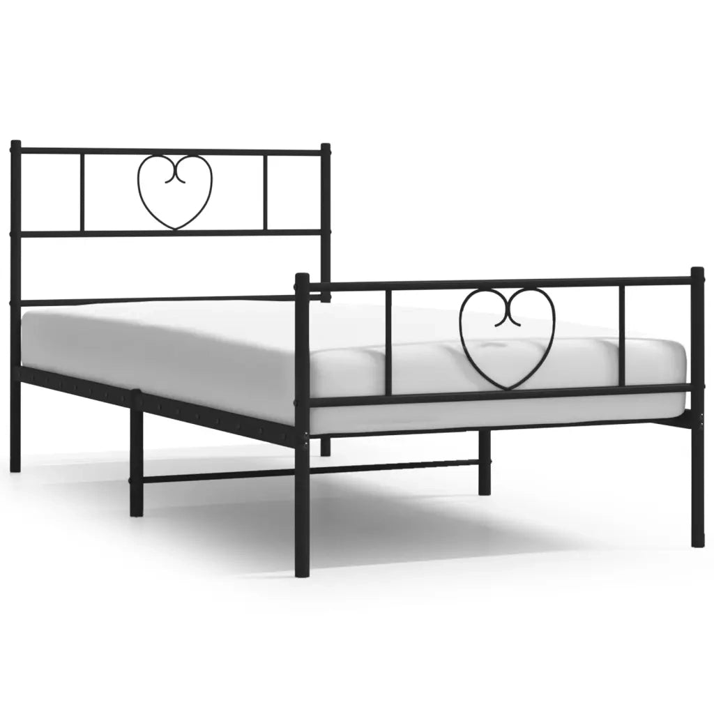 Giroletto con Testiera e Pediera Metallo Nero 80x200 cmcod mxl 126696
