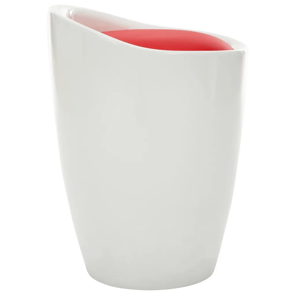 Sgabello con Contenitore Bianco e Rosso Vino Similpelle 249801