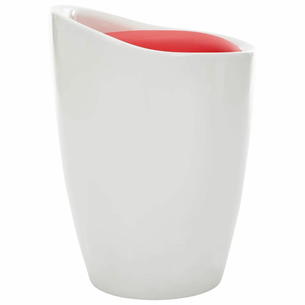 Sgabello con Contenitore Bianco e Rosso Vino Similpelle 249801