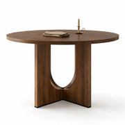 Tavolo da pranzo rotondo 4-6 posti con piano in MDF - per sala da pranzo - noce - Ø120 cm