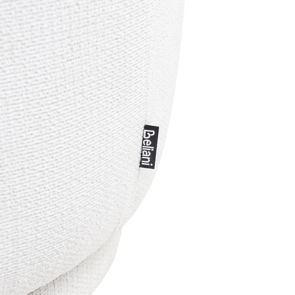 Poltrona Bianco Sporco Poliestere Cuscino Girevole Sfoderabile Schienale Rotondo Stile Retro Glam Soggiorno