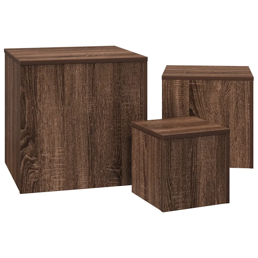 Credenze 3 pz | Madia | Buffet da pranzo | Armadio da pranzo Rovere Marrone in Legno Multistrato