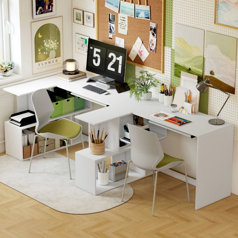 SCRIVANIA Angolare 90x50 cm + 100x30 cm Bianca