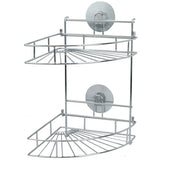 Trade Shop - Mensola Da Bagno Angolare Angoliera Doccia A 2 Livelli Ripiani In Metallo 79849 -