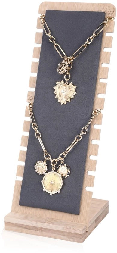 Supporto per catena per gioielli in legno verticale, standard per catena, catena per gioielli, supporto per catena per gioielli, standard per catena (grigio)