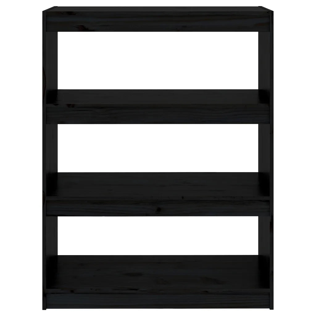 Libreria/Divisorio Nero 80x30x103,5cm in Legno Massello di Pino 808192