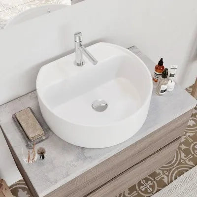 Mobile bagno sospeso 80 rovere fumo top cenere con specchio LED  Town