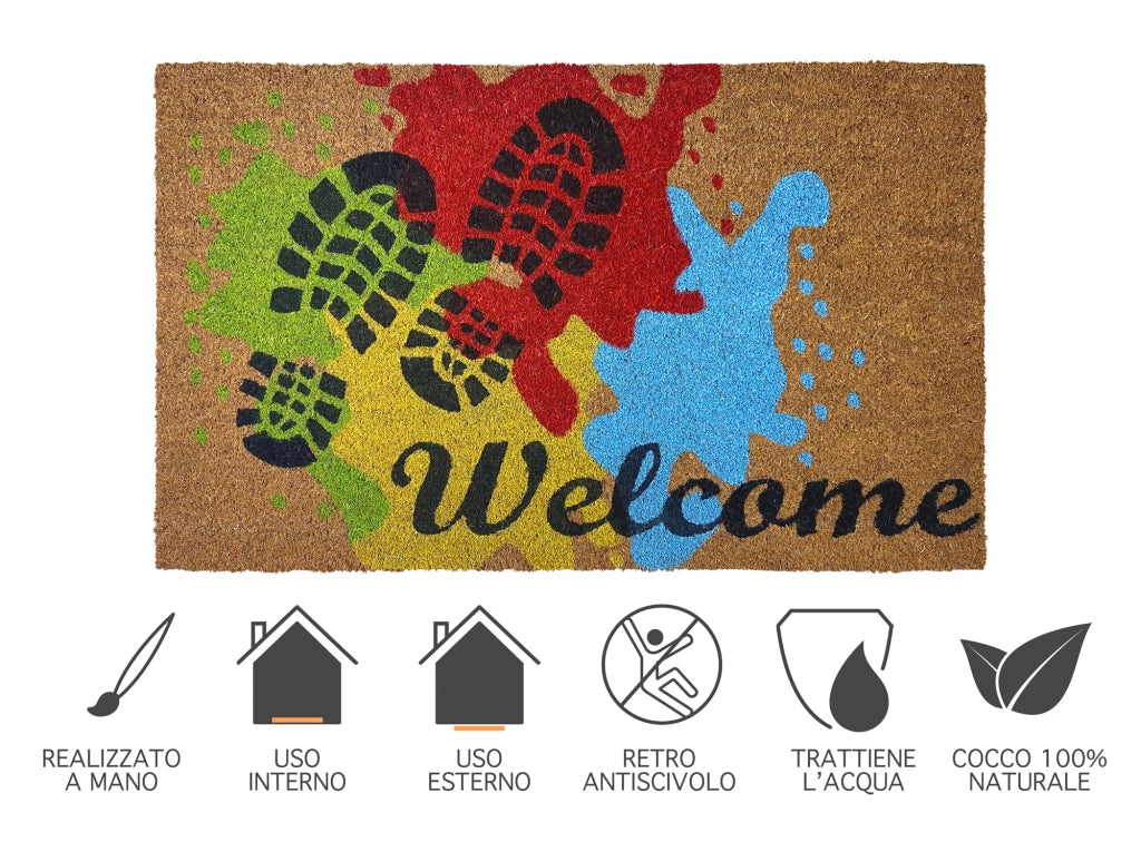 Zerbino Ingresso Casa In Fibra Di Cocco Con Base In Pvc  Pittura