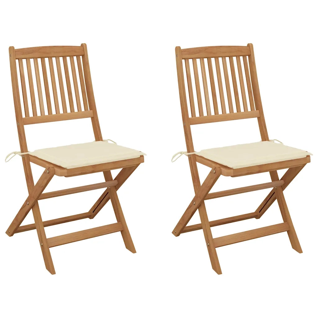 Sedie da Giardino Pieghevoli 2 pz con Cuscini Massello Acacia cod mxl 47539