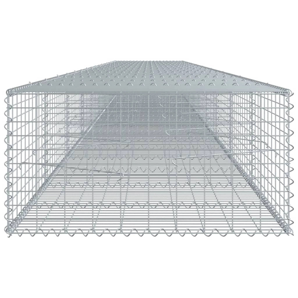 Cesto gabbione recinzione gabbia muro di contenimento con coperchio 900 x 100 x 50 cm ferro zincato argento 02_0040212
