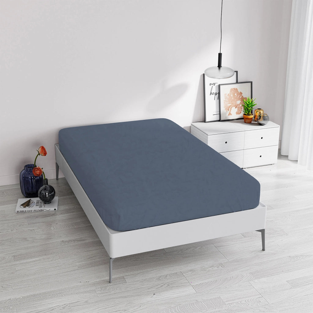 Lenzuola Sotto Matrimoniale  Linea Water Washed Blu
