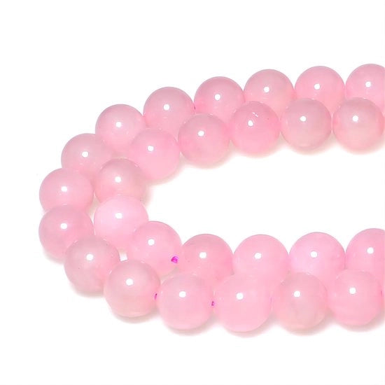 Raccoglitori 10mm 35 pezzi Pietra di Quarzo Rosa Semipreziosa Raccoglitori con Foro Pietre Naturali Ronde per l'Arredamento di Gioielli Bracciali Collane