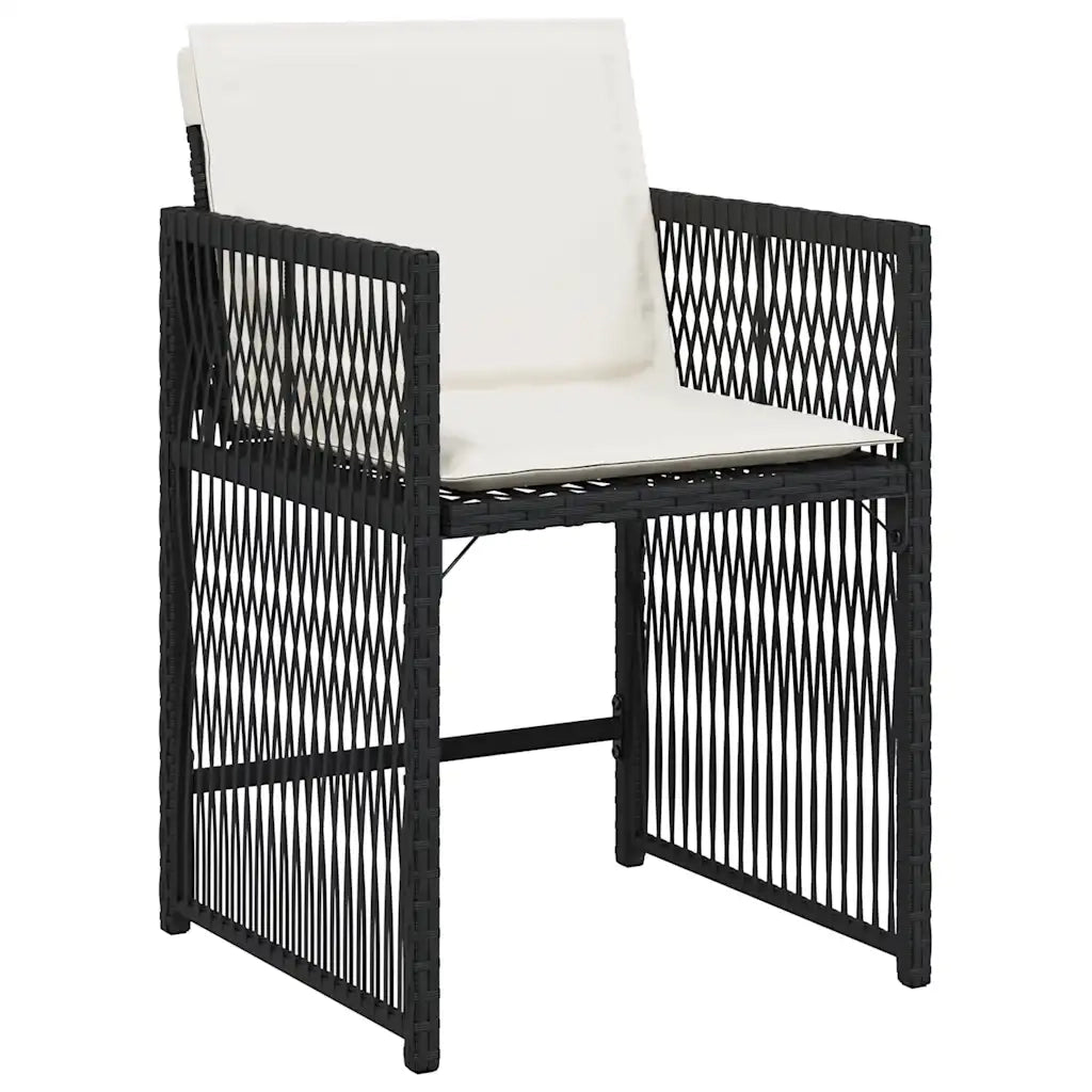 Sedie da Giardino con Cuscini 4 pz Nere in Polyrattan 365034