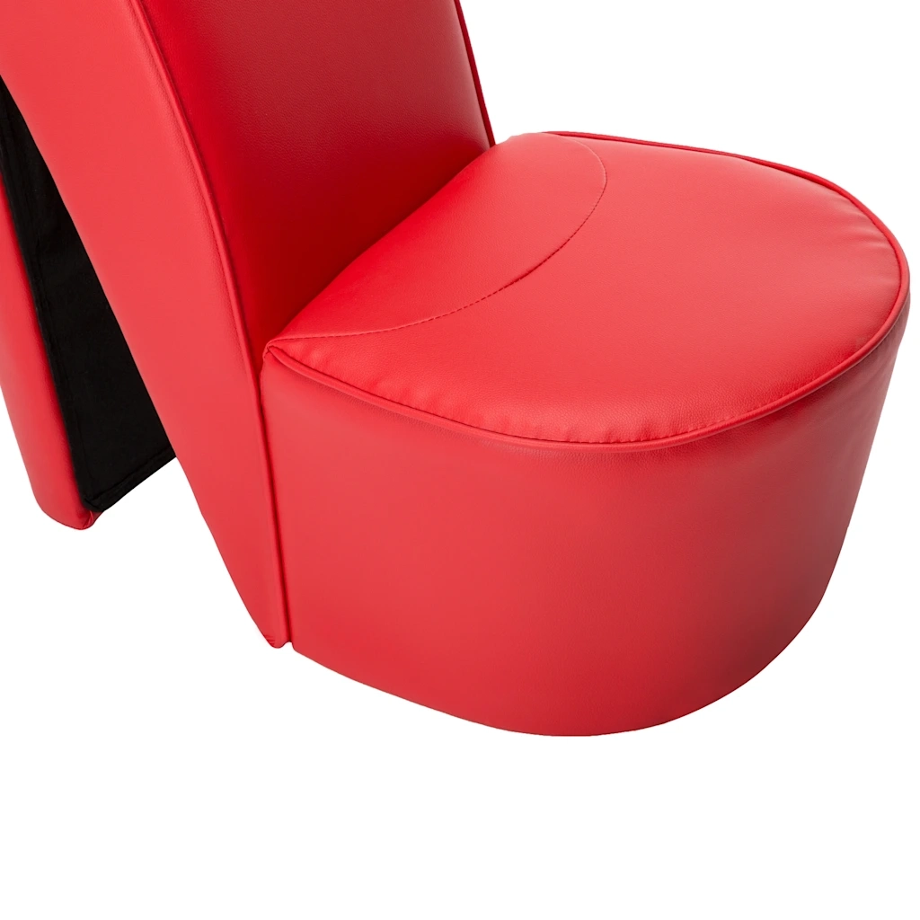 Poltrona a Forma di Scarpa con Tacco Alto in Similpelle Rossa 248646
