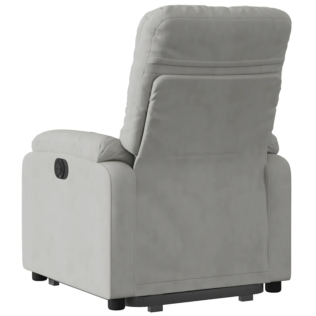 Divano Sedia-Poltrona Alzapersona Reclinabile Grigio Chiaro Microfibra