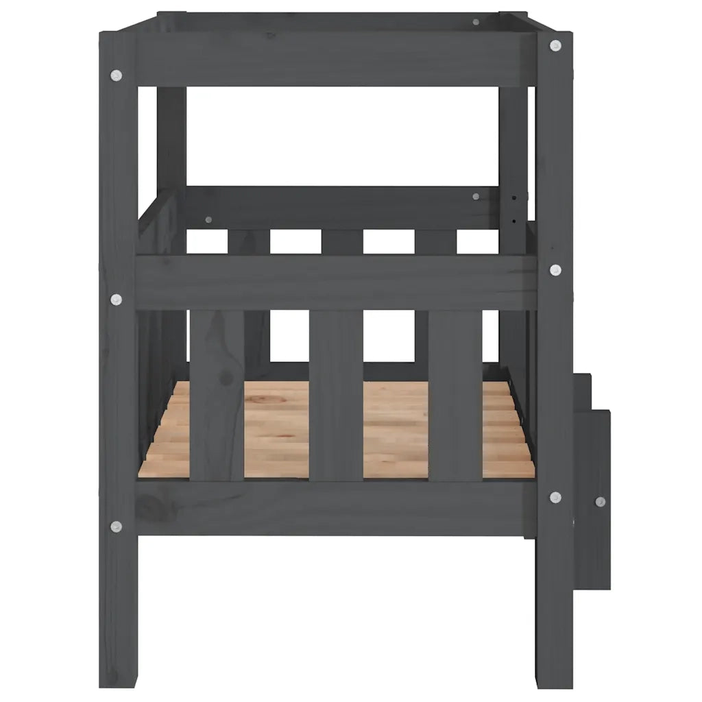 Cuccia per Cani Grigio 65,5x50,5x70 cm in Legno Massello di Pino 822374