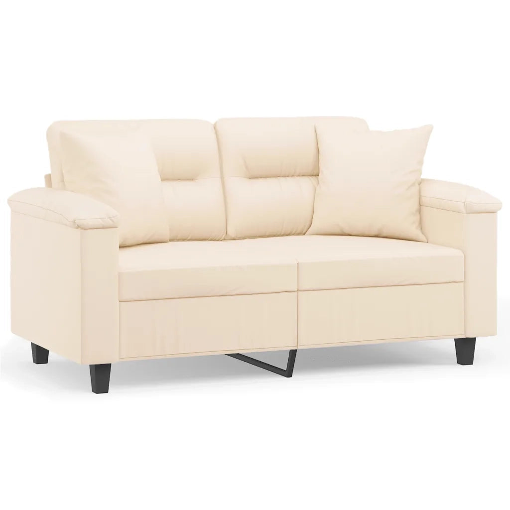 Divano a 2 Posti con Cuscini-Sofa 2 Posti con Cuscini Beige 120 cm Tessuto Microfibra